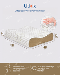 Ortopedik Visco Yastık Boyun Destekli Soğutma Kılıflı Hipoalerjik 60x40 cm