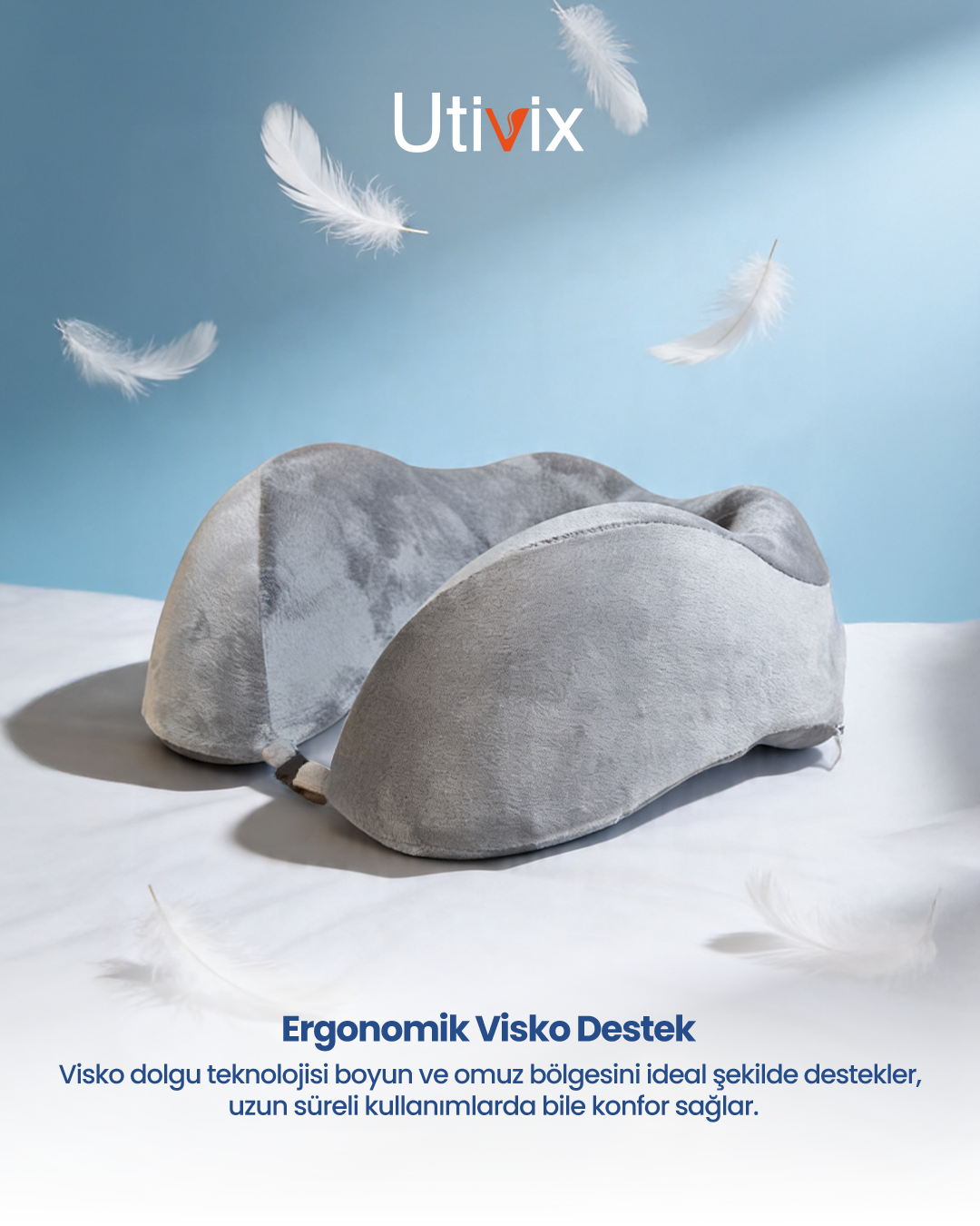 Ortopedik Visco Seyahat Yastığı – Lüks Konfor ve Ergonomik Boyun Desteği