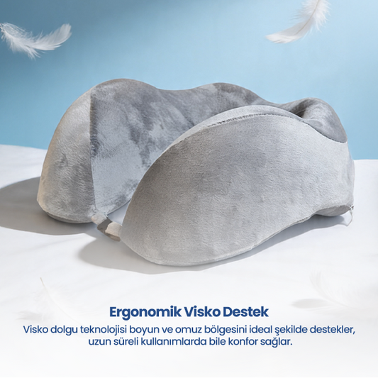 Ortopedik Visco Seyahat Yastığı – Lüks Konfor ve Ergonomik Boyun Desteği