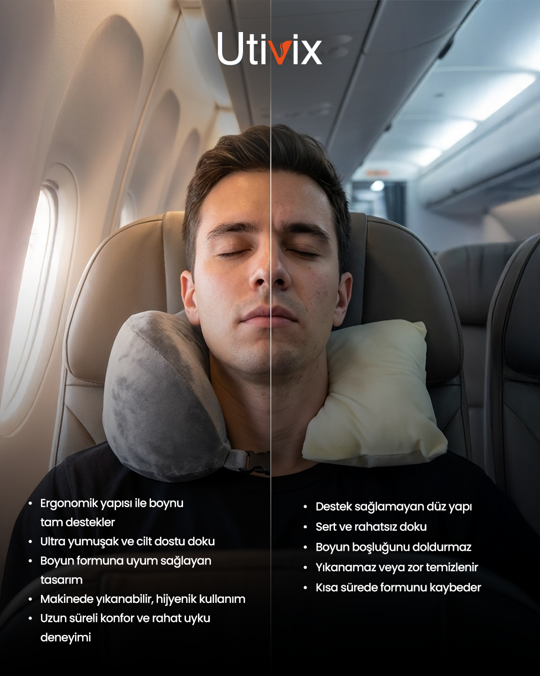Ortopedik Visco Seyahat Yastığı – Lüks Konfor ve Ergonomik Boyun Desteği
