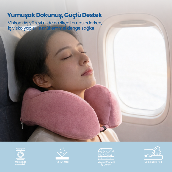 Ortopedik Visco Seyahat Yastığı – Lüks Konfor ve Ergonomik Boyun Desteği
