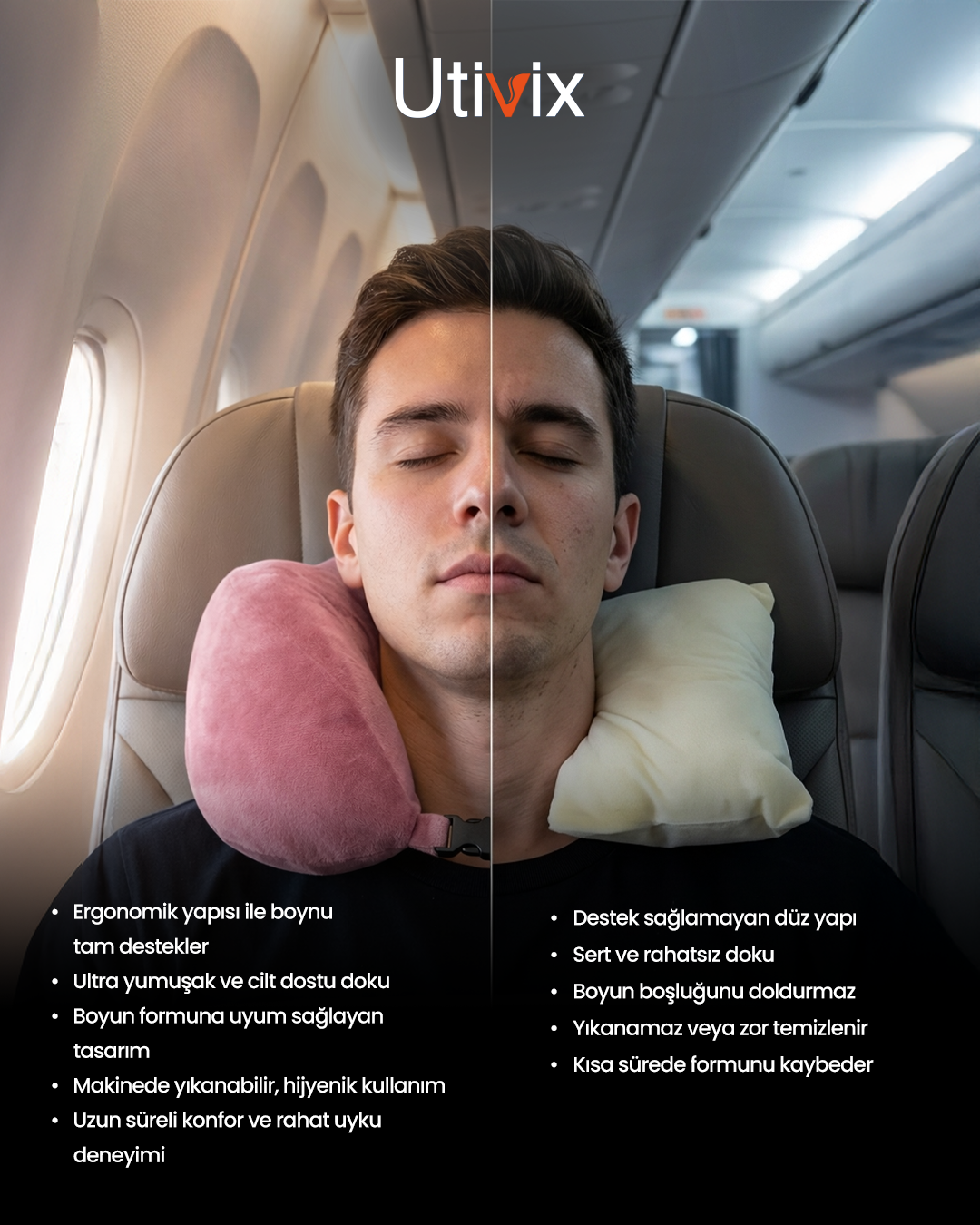 Ortopedik Visco Seyahat Yastığı – Lüks Konfor ve Ergonomik Boyun Desteği