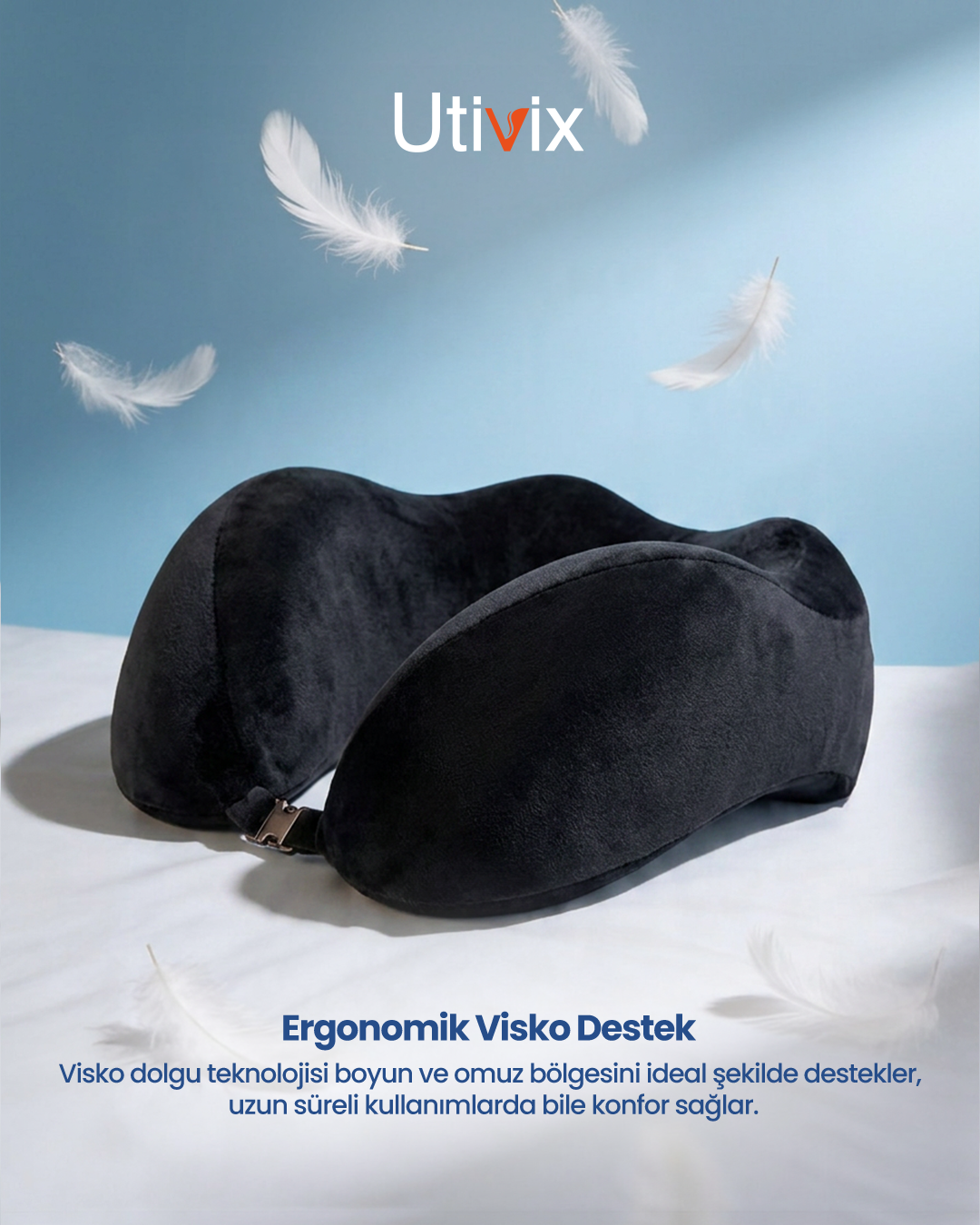 Ortopedik Visco Seyahat Yastığı – Lüks Konfor ve Ergonomik Boyun Desteği