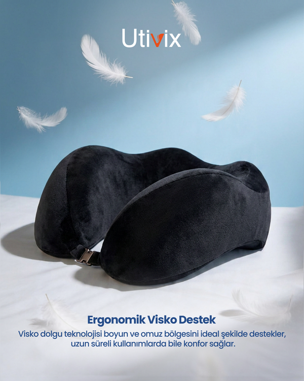 Ortopedik Visco Seyahat Yastığı – Lüks Konfor ve Ergonomik Boyun Desteği