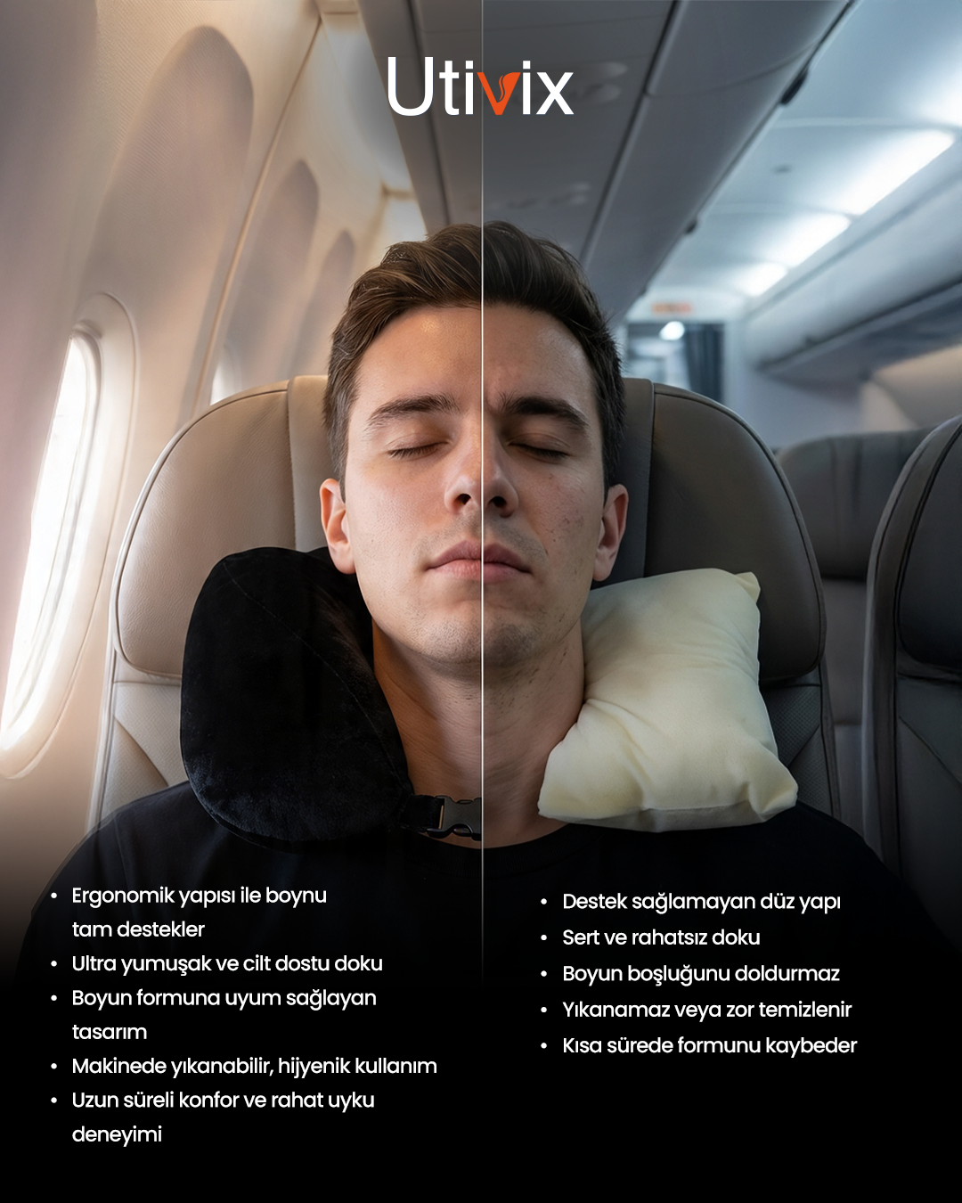 Ortopedik Visco Seyahat Yastığı – Lüks Konfor ve Ergonomik Boyun Desteği